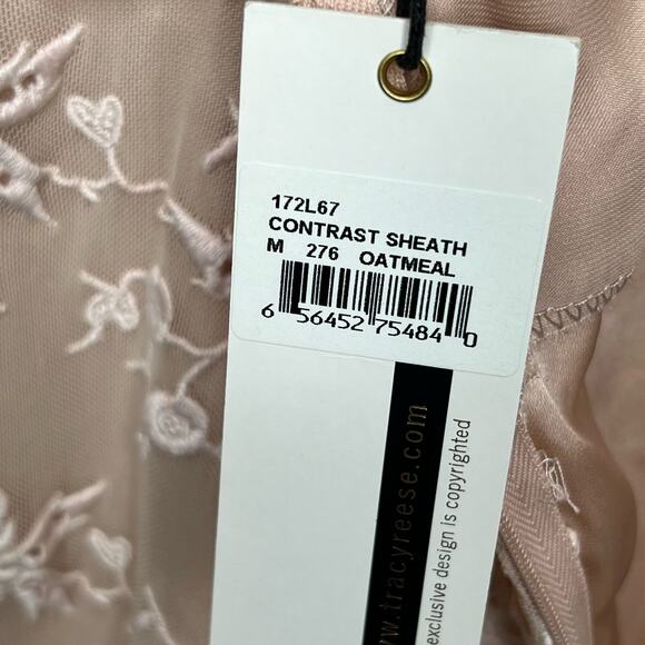 Tracy Reese Dusty Rose/ Light Pink Embroidered Dress Oatmeal lining Medium NWT - Picture 10 of 11